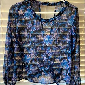 NWT ASTR SHEER MULTI COLOR CUTOUT BACK TOP SMALL